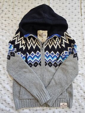 Hollister Y2K Fairisle Knit Hoodie